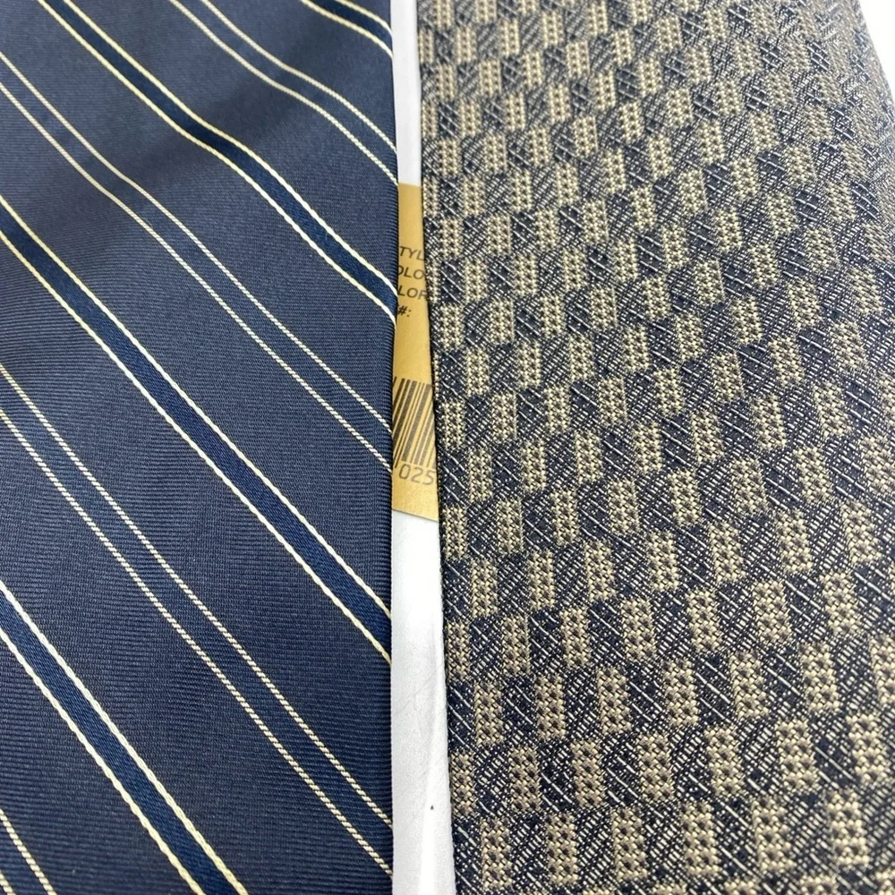 Vintage Donna Karan Signature All Silk Tie Italy Lot textured 2 New / 2 Used